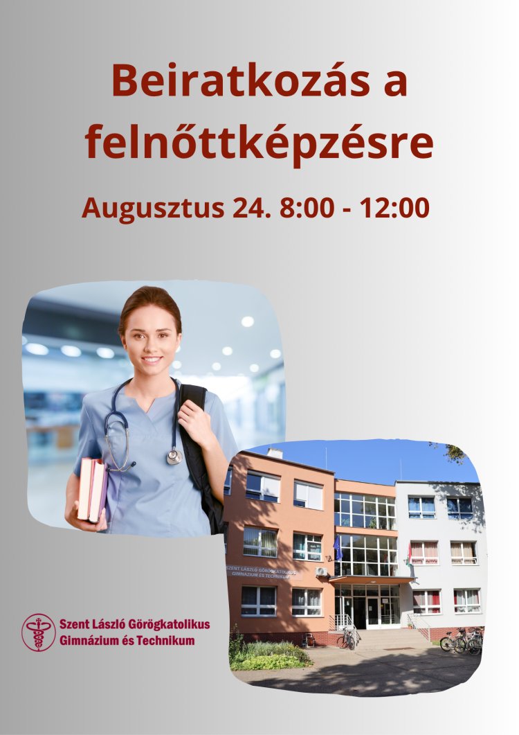 Felnőttképzés - beiratkozás 2026. 08. 24.  8:00-12:00