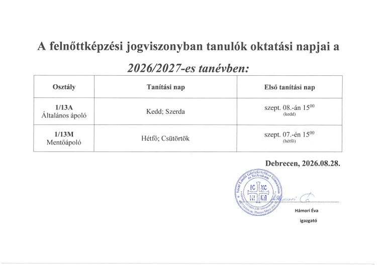 Oktatási napok - felnőttképzési jogviszony