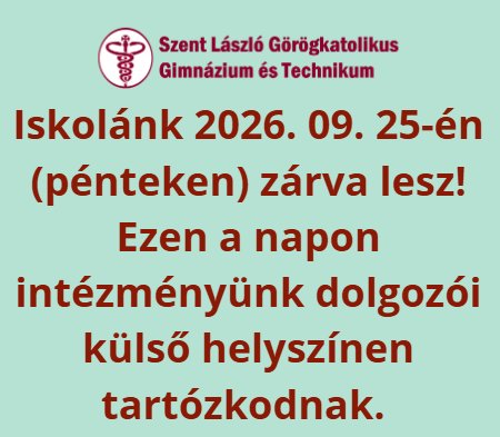 Iskolánk 2026. 09. 25-én zárva lesz!
